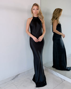 Black Open Back Gown Dress