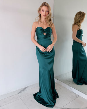 Green Bun Gown Dress