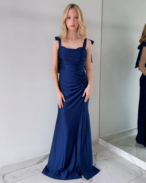 LM1070 Blue Bodycon Gown Dress
