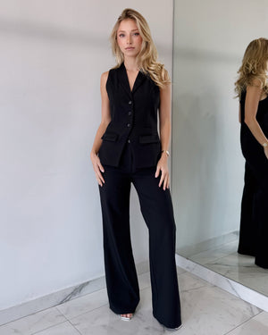 Black Top + Pant Two Piece Set