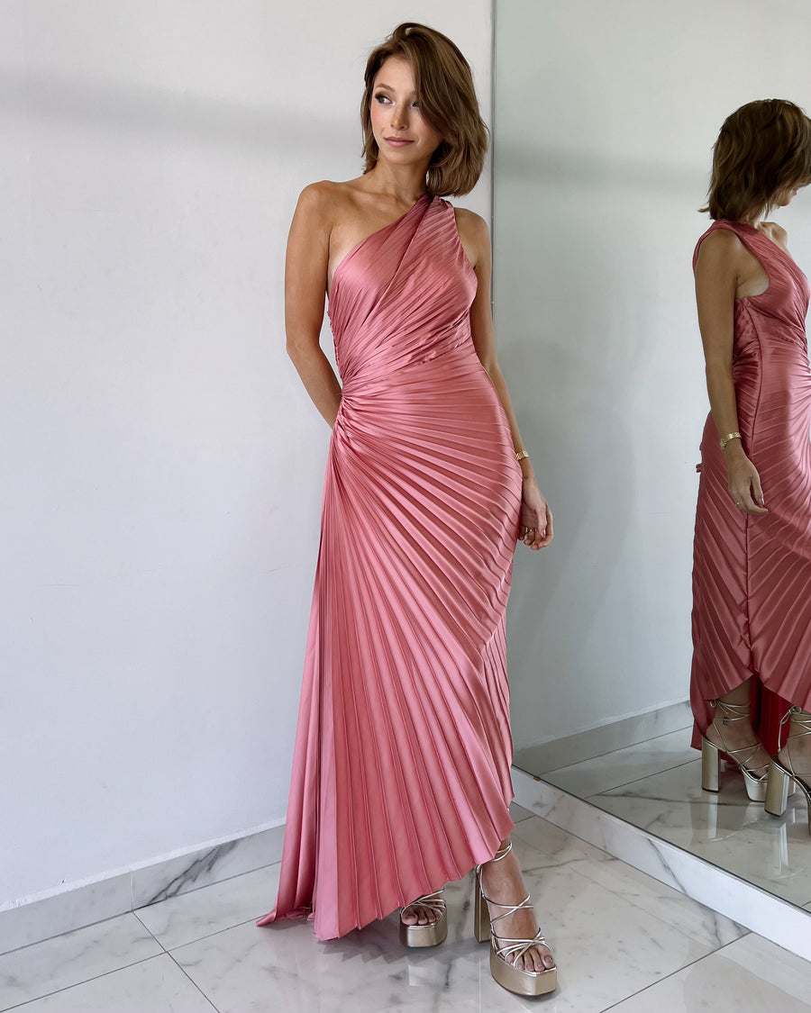 Pink Asymmetrical Midi Dress
