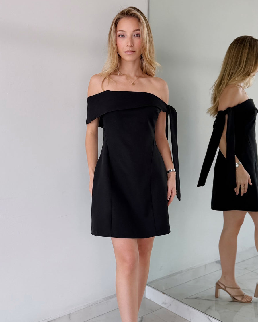 Black Off Shoulder Mini Dress