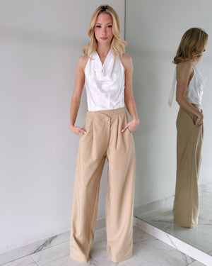 LJP11407 White Nude Open Back Jumpsuit