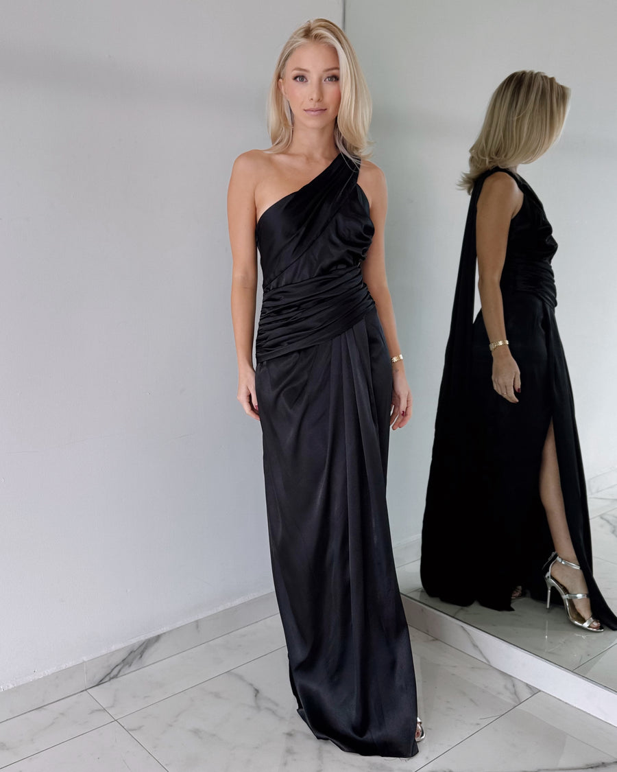 Black One Shoulder Gown Dress