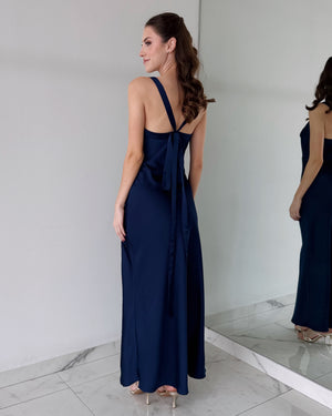 Blue Navy Open Back Maxi Dress