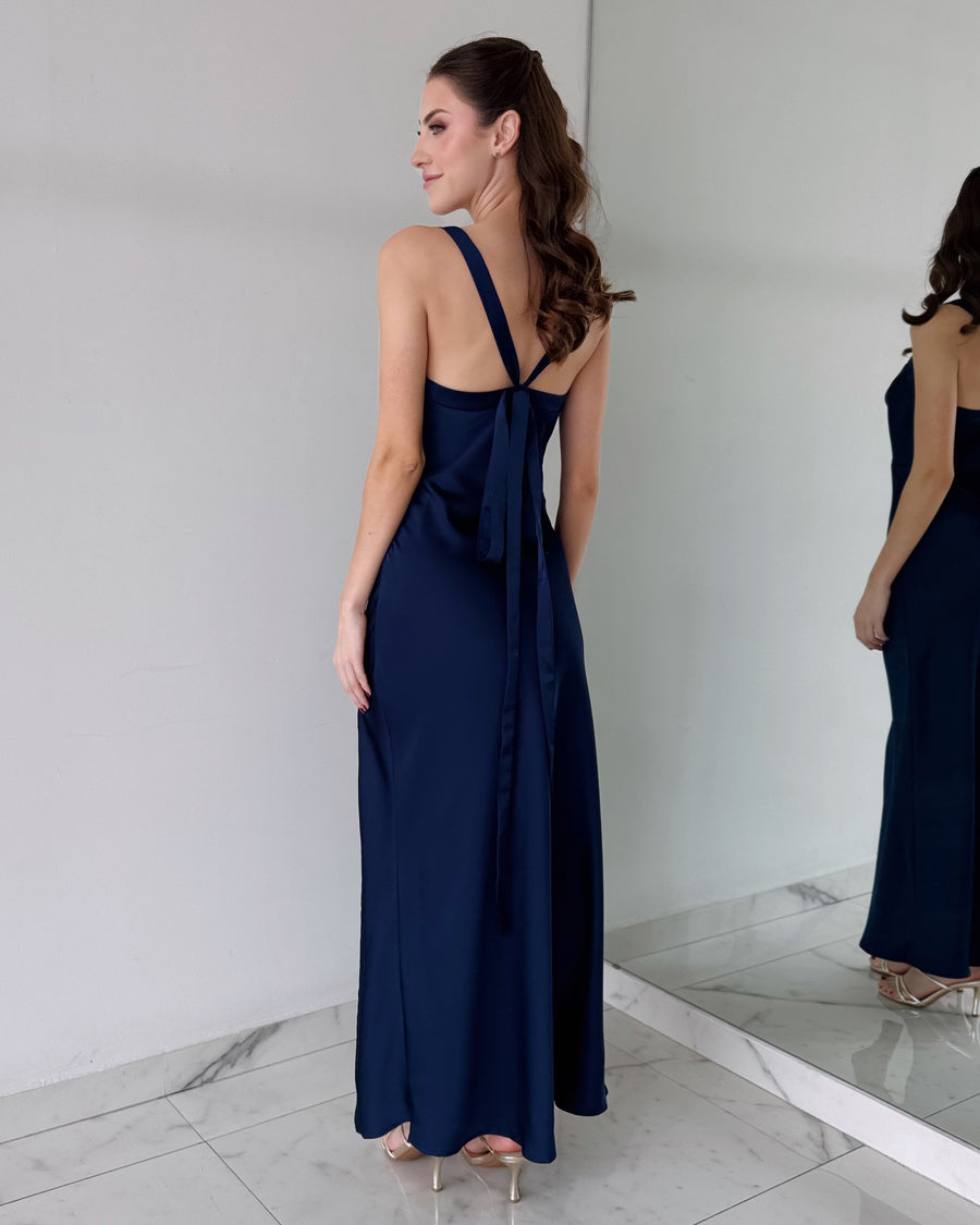 Blue Navy Open Back Maxi Dress