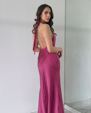 Pink Neck Detail Maxi Dress