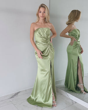 Baby Green Strapless Gown Dress
