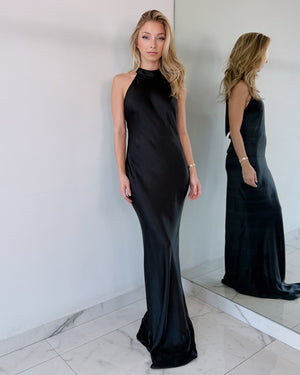Black Open Back Gown Dress