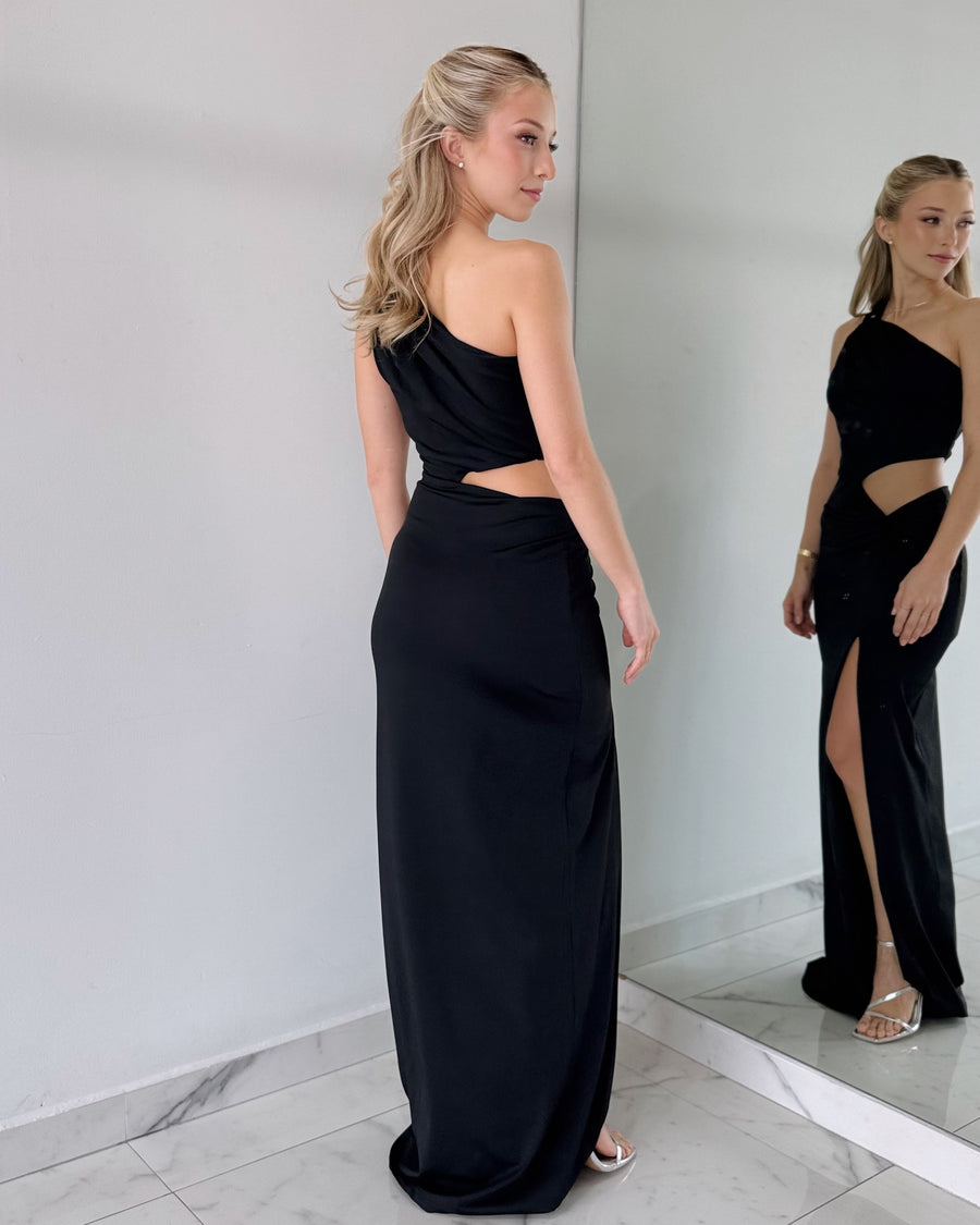 Black Open Detail Gown Dress