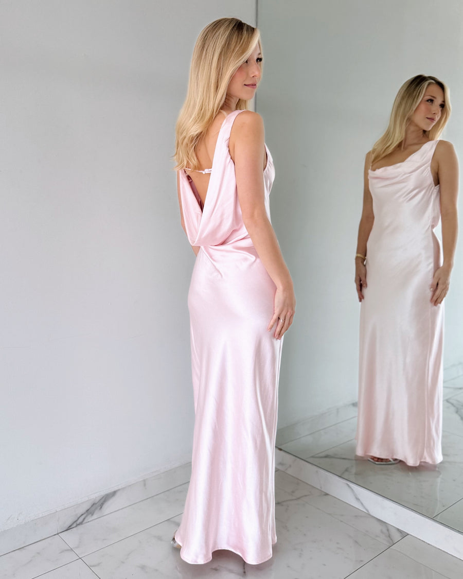 Baby Pink One Shoulder Maxi Dress