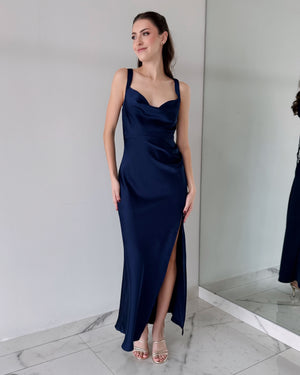 Blue Navy Open Back Maxi Dress
