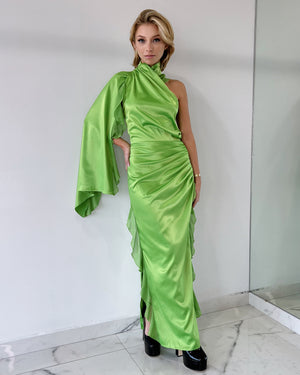 Lime One Shoulder Maxi Dress