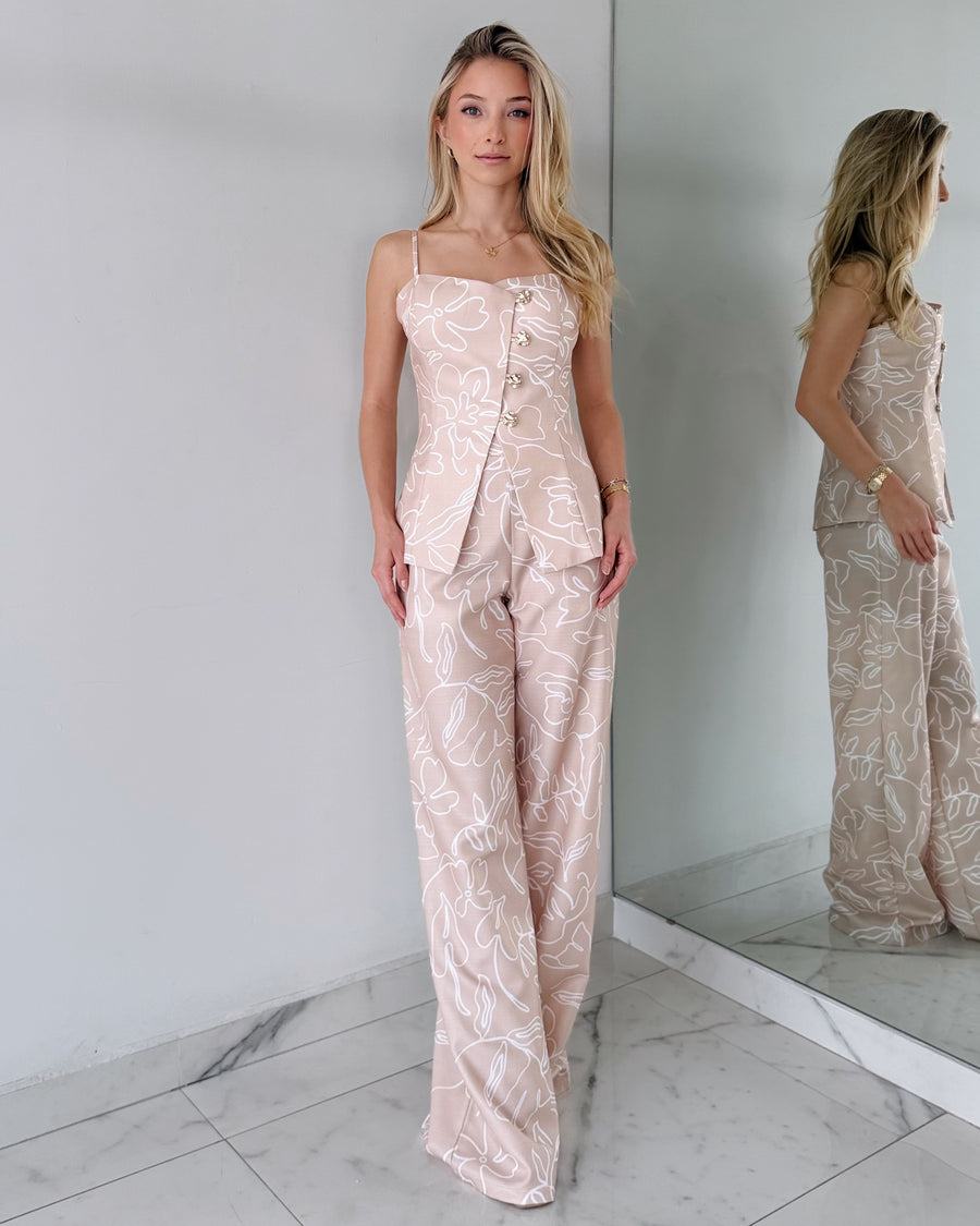 Nude Print Pant + Top Two Piece Set