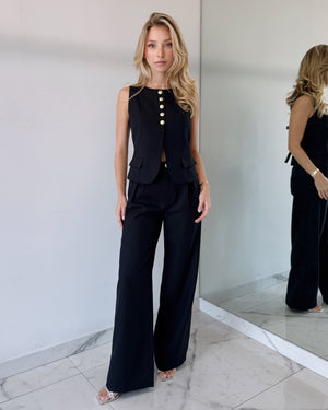 Black Top + Pant Two Piece Set