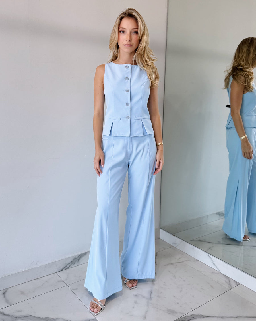 Baby Blue Top + Pant Two Piece Set