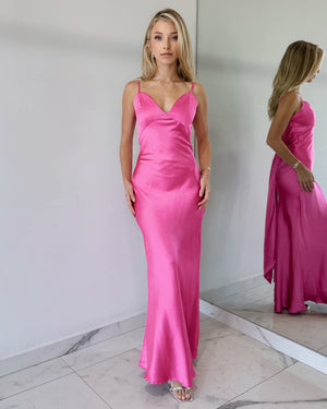 Pink Open Back Gown Dress