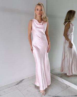 Baby Pink Blush Open Back Maxi Dress