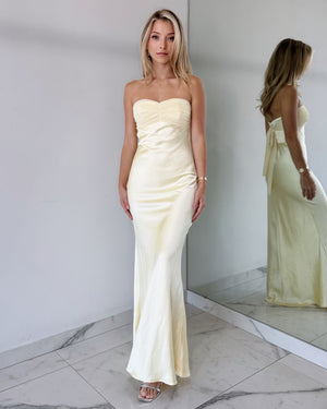 Butter Yellow Strapless Maxi Dress