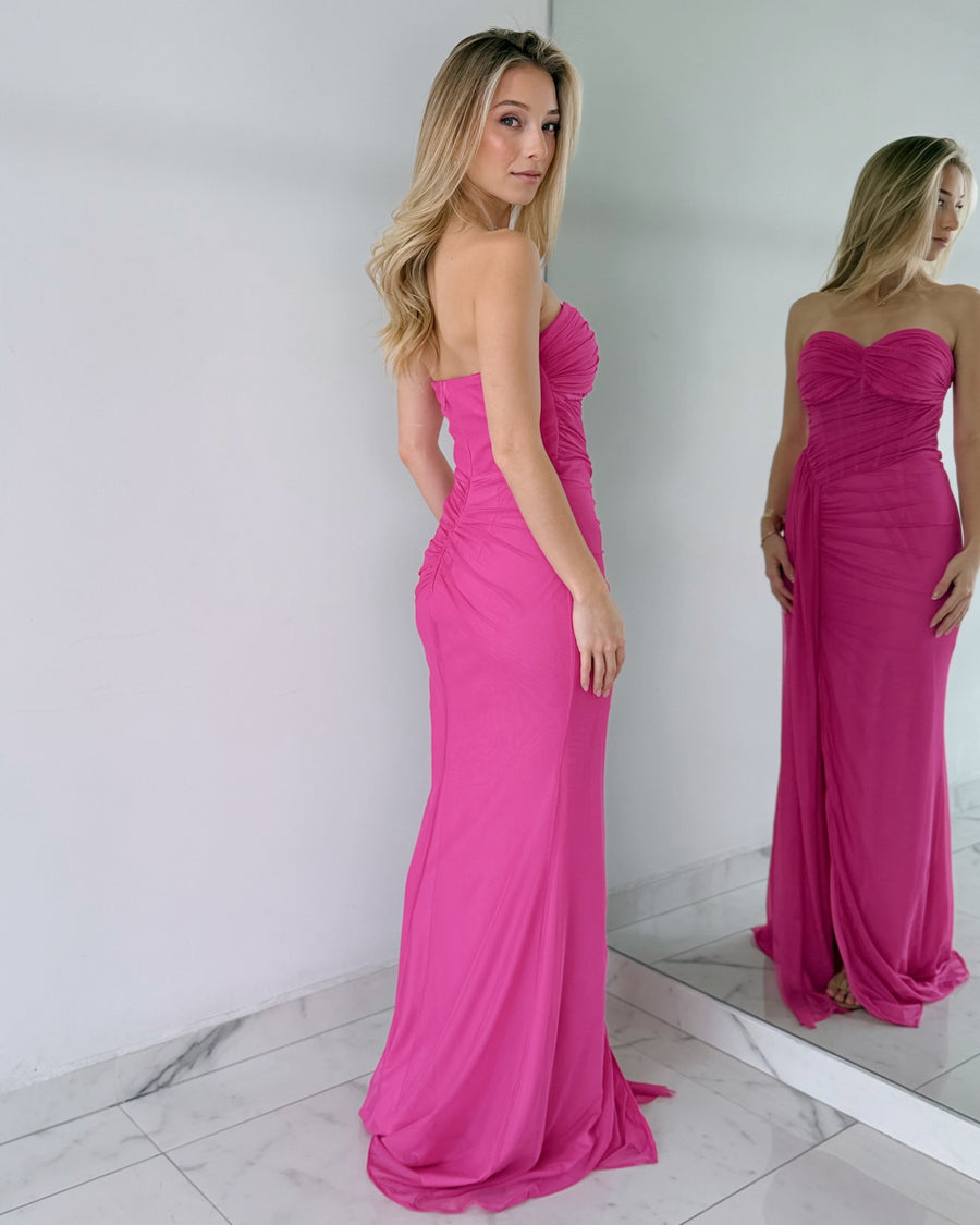 Magenta Open Detail Gown Dress