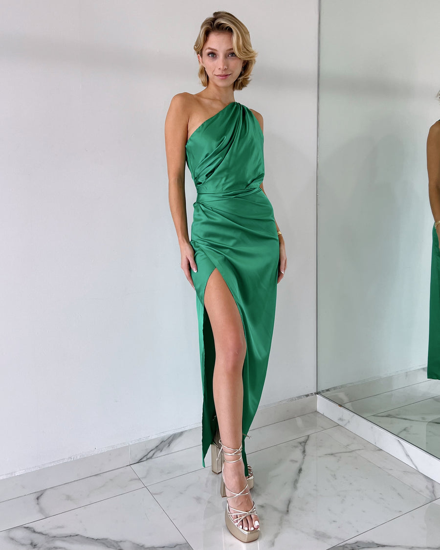 Green One Shoulder Maxi Dress