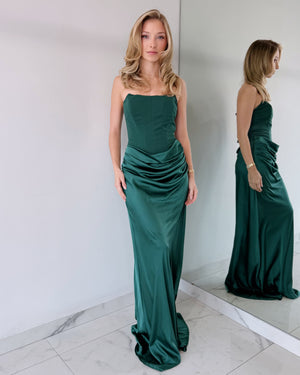 Emerald Green Strapless Gown Dress