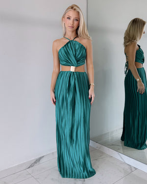 Turquoise Open Detail Gown Dress