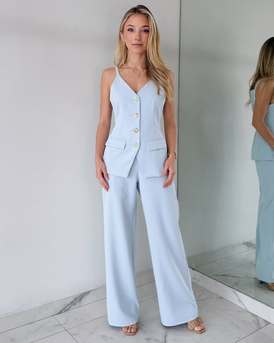 Baby Blue Top + Pant Two Piece Set