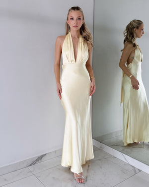 Butter Yellow Open Back Maxi Dress