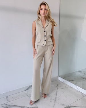 Nude Top + Pant Two Piece Set