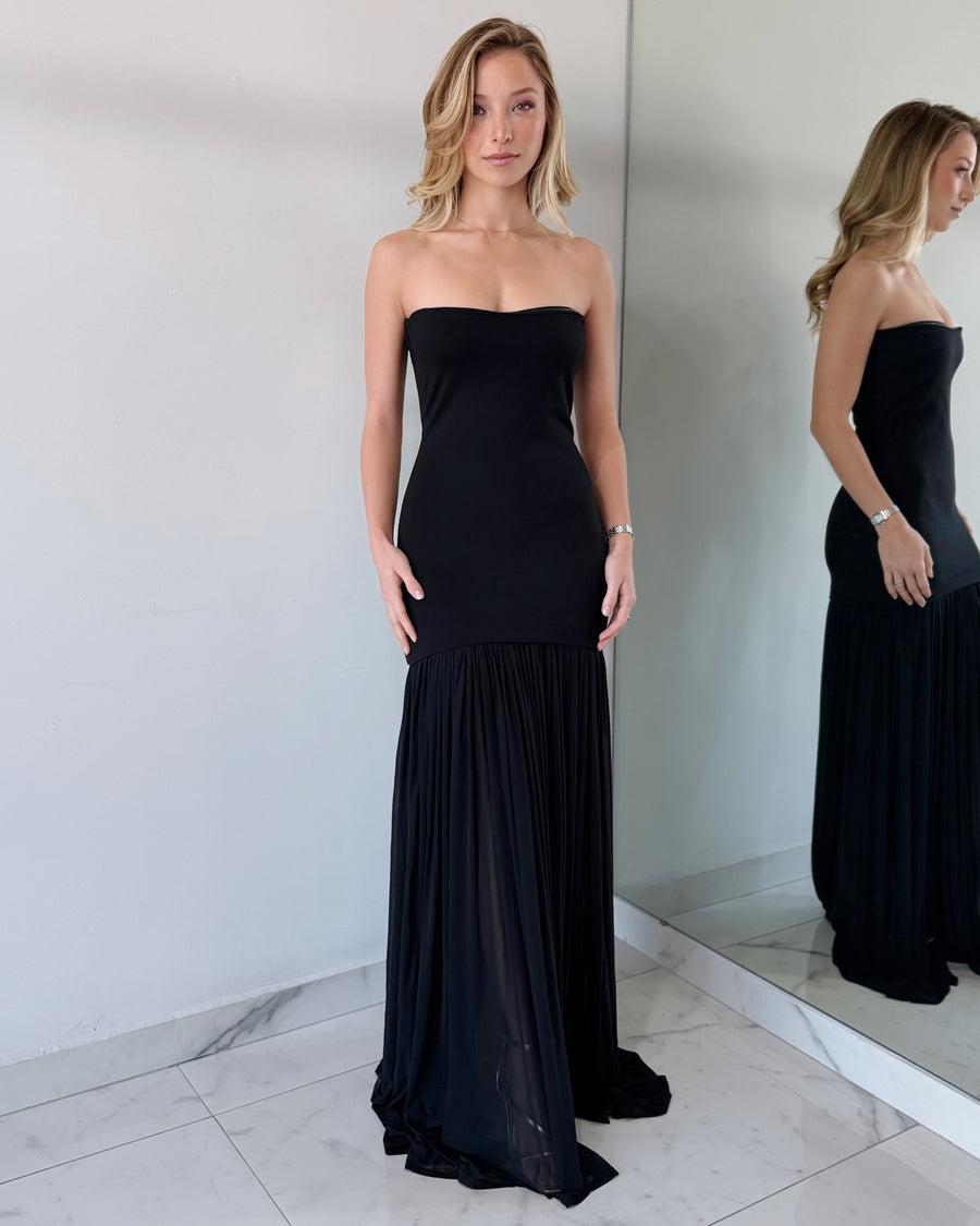 Black Strapless Gown Dress