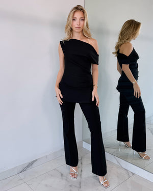 Black Top + Pant Two Piece Set