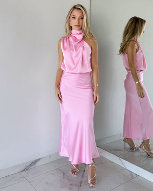 Light Pink Halter Midi Dress