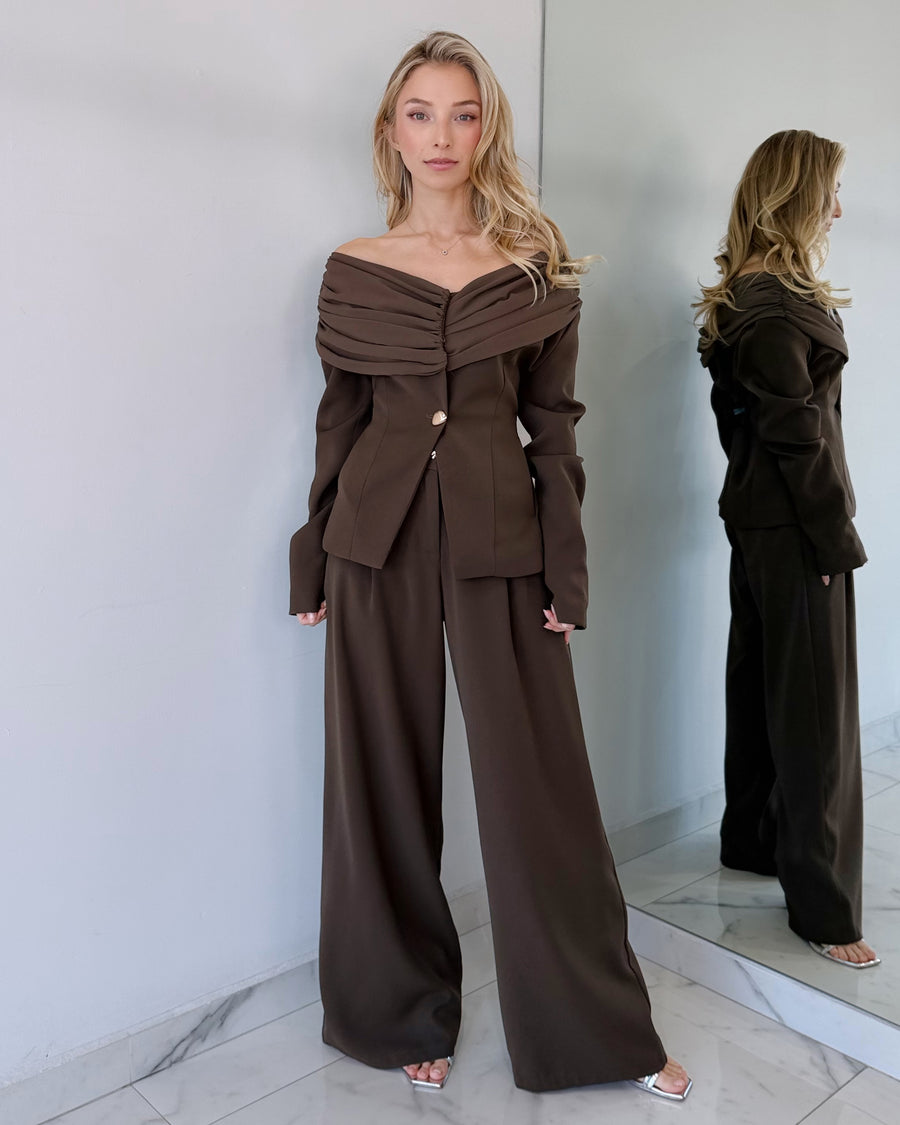 Chocolate Coffee Top + Pant Two Piece Set