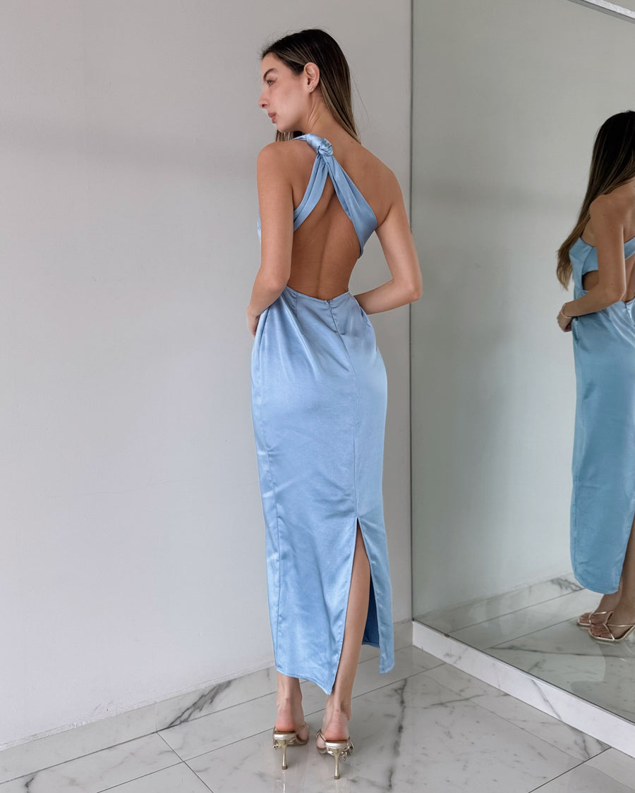 Blue One Shoulder Maxi Dress
