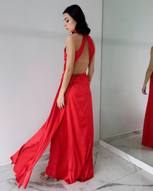 Red Open Back Gown Dress