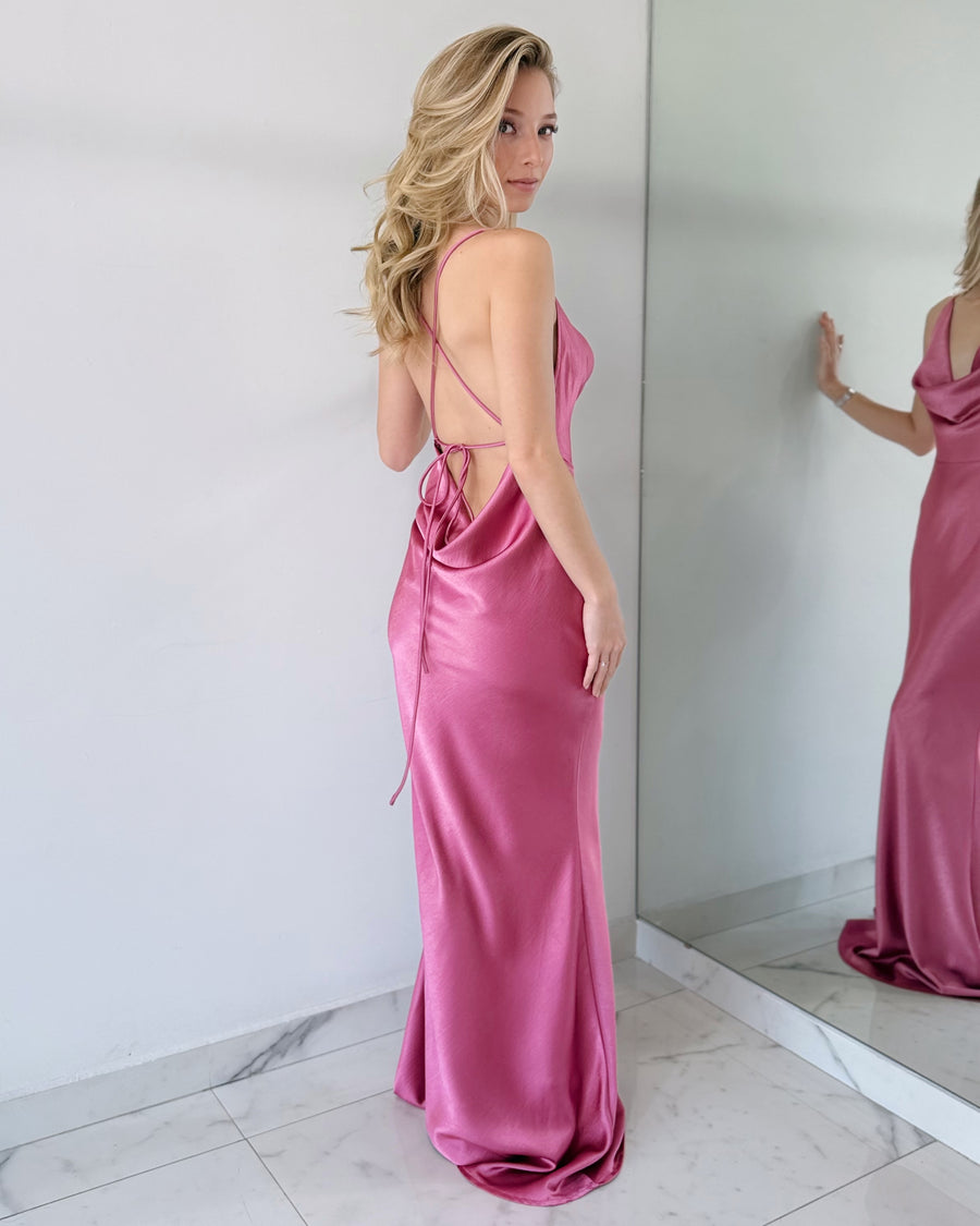 Pink Orchid Silk Gown Dress