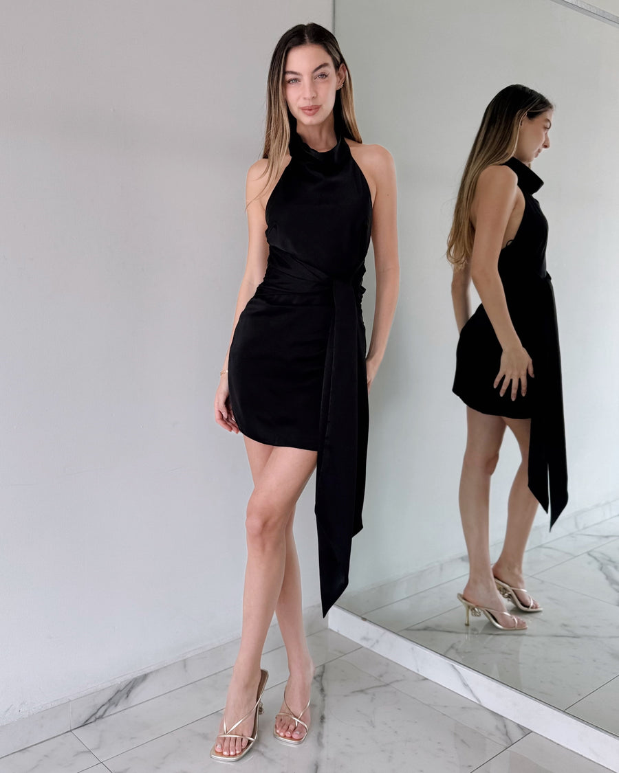 Black Halter Mini Dress