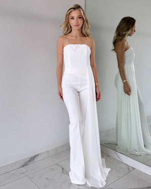 White Strapless + Pant Two Piece Set