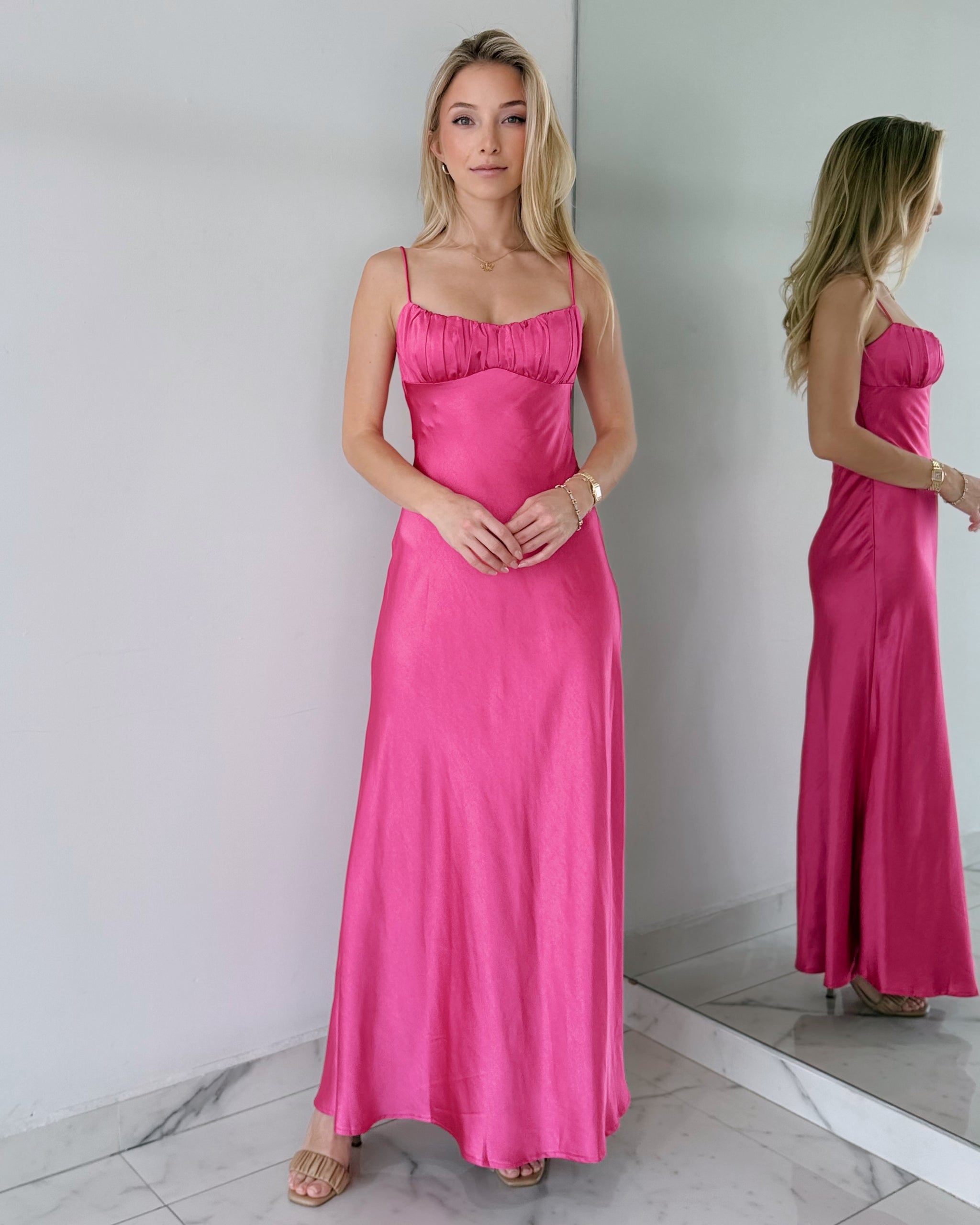 Magenta Twist Back Maxi Dress