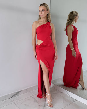 Red Open Detail Gown Dress