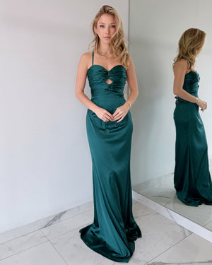 Green Bun Gown Dress