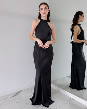 Black Open Back Gown Dress