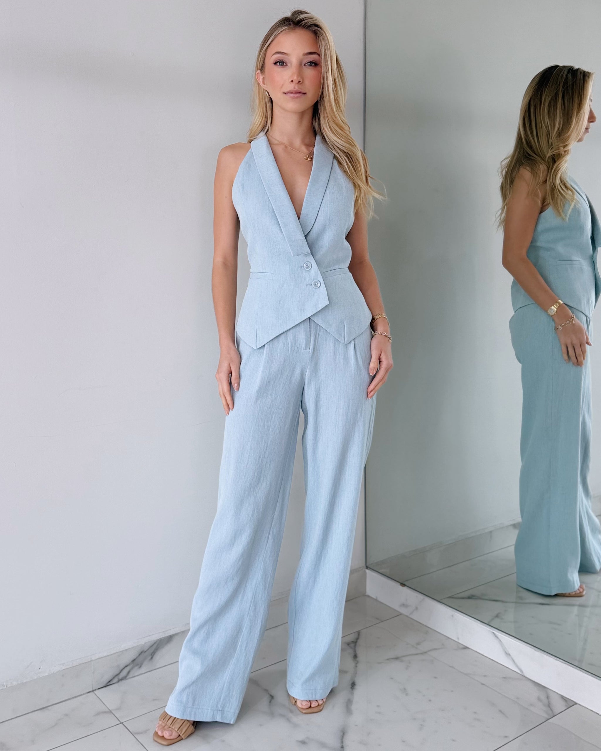 Baby Blue Pant + Top Two Piece Set