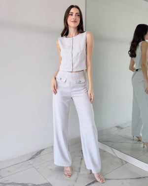 Baby Blue Crop + Pant Two Piece Set