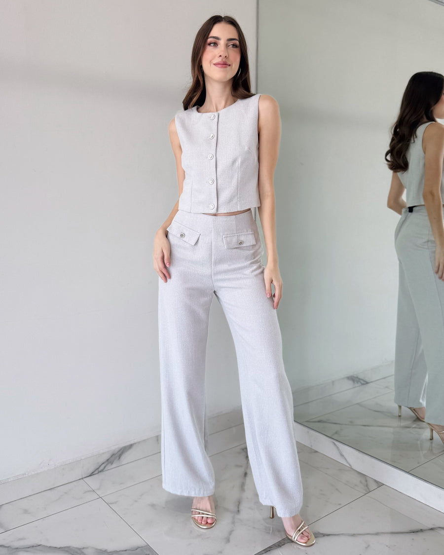 Baby Blue Crop + Pant Two Piece Set