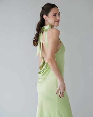 Lemon Open Back Gown Dress