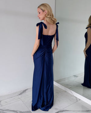 LM1070 Blue Bodycon Gown Dress