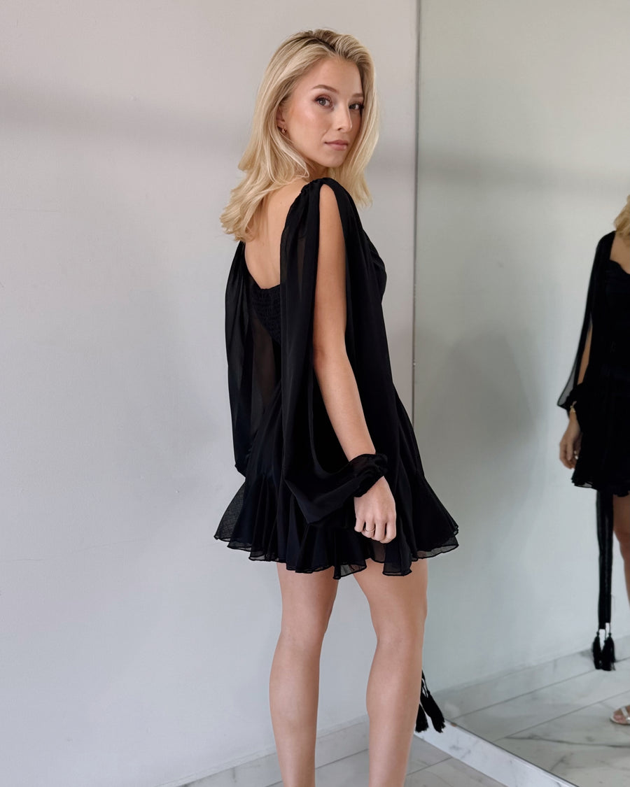Black Shoulder Pads Romper