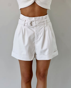 White Leather Short